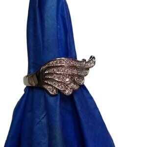 Angel Wing  Pave Ring in Silvertone Setting